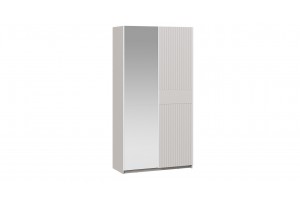 Шкаф-купе с 1 глухой и 1 зеркальной дверями Оскар Тиффани 1200 Ручка белая, Кашемир, Кашемир матовый (Глухой/Зеркало)