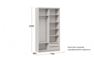 Шкаф-купе с 1 глухой и 1 зеркальной дверями Оскар Тиффани 1200 Ручка белая, Кашемир, Кашемир матовый (Глухой/Зеркало)