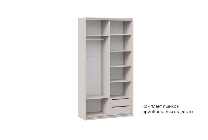 Шкаф-купе с 1 глухой и 1 зеркальной дверями «Оскар Тиффани» 1200 Ручка белая, Кашемир, Кашемир матовый (Глухой/Зеркало)