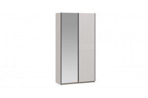 Шкаф-купе с 1 глухой и 1 зеркальной дверями Оскар Тиффани 1200 Ручка черная, Кашемир, Кашемир матовый (Глухой/Зеркало)