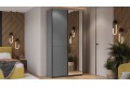 Шкаф-купе с 1 глухой и 1 зеркальной дверями «Оскар Тиффани» 1200 Ручка черная, Серый графит, Графит матовый (Глухой/Зеркало)