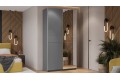 Шкаф-купе с 1 глухой и 1 зеркальной дверями «Оскар Тиффани» 1200 Ручка серебро, Серый графит, Графит матовый (Глухой/Зеркало)