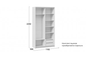 Шкаф-купе с 2 глухими дверями Оскар Тиффани 1200 Ручка белая, Белый снег, Белый софт (Глухой/Глухой)