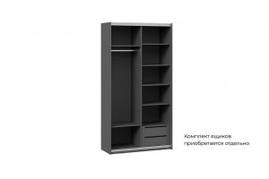 Шкаф-купе с 1 глухой и 1 зеркальной дверями Оскар Тиффани 1200 Ручка черная, Серый графит, Графит матовый (Глухой/Зеркало)