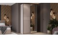 Шкаф-купе с 1 глухой и 1 зеркальной дверями «Оскар Хилтон» 1200 Ручка черная, Кашемир, Кашемир сатин (Глухой/Зеркало)