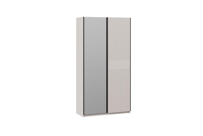 Шкаф-купе с 1 глухой и 1 зеркальной дверями «Оскар Хилтон» 1200 Ручка черная, Кашемир, Кашемир сатин (Глухой/Зеркало)