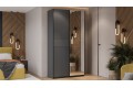 Шкаф-купе с 1 глухой и 1 зеркальной дверями «Оскар Хилтон» 1200 Ручка черная, Серый графит, Графит матовый (Глухой/Зеркало)
