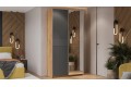 Шкаф-купе с 1 глухой и 1 зеркальной дверями «Оскар Хилтон» 1200 Ручка серебро, Дуб Крафт золотой, Графит матовый (Глухой/Зеркало)