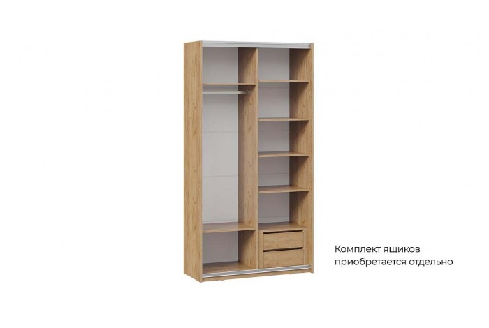 Шкаф-купе с 2 глухими дверями «Оскар Хилтон» 1200 Ручка серебро, Дуб Крафт золотой, Графит матовый (Глухой/Глухой)