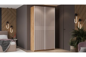 Шкаф-купе с 2 глухими дверями Оскар Хилтон 1200 Ручка белая, Дуб Крафт золотой, Кашемир сатин (Глухой/Глухой)