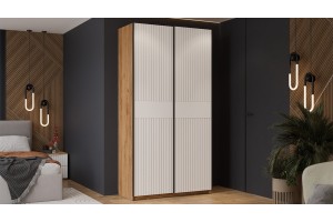 Шкаф-купе с 2 глухими дверями Оскар Хилтон 1200 Ручка черная, Дуб Крафт золотой, Белый матовый (Глухой/Глухой)