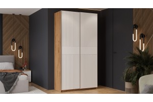 Шкаф-купе с 2 глухими дверями Оскар Хилтон 1200 Ручка серебро, Дуб Крафт золотой, Белый матовый (Глухой/Глухой)