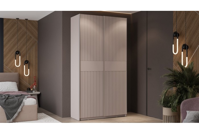 Шкаф-купе с 2 глухими дверями «Оскар Хилтон» 1200 Ручка серебро, Кашемир, Кашемир сатин (Глухой/Глухой)