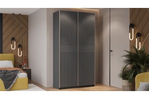 Шкаф-купе с 2 глухими дверями Оскар Хилтон 1200 Ручка серебро, Серый графит, Графит матовый (Глухой/Глухой)