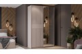 Шкаф-купе с 1 глухой и 1 зеркальной дверями «Оскар Хилтон» 1400 Ручка серебро, Кашемир, Кашемир сатин (Глухой/Зеркало)