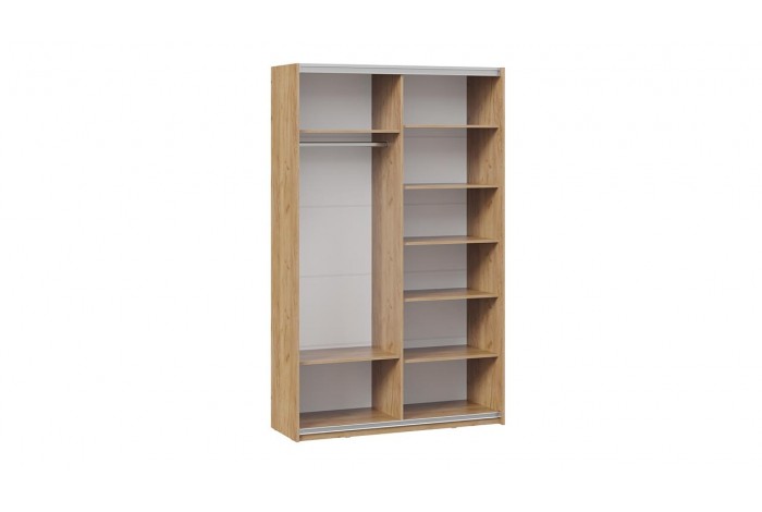 Шкаф-купе с 2 глухими дверями «Оскар Хилтон» 1400 Ручка черная, Дуб Крафт золотой, Белый матовый (Глухой/Глухой)