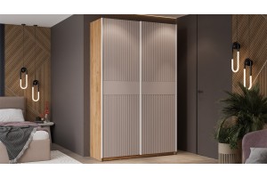 Шкаф-купе с 2 глухими дверями Оскар Хилтон 1400 Ручка белая, Дуб Крафт золотой, Кашемир, Кашемир сатин (Глухой/Глухой)