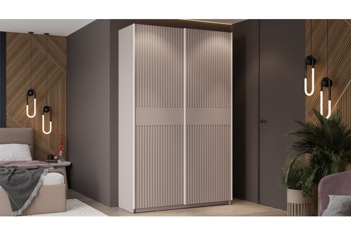 Шкаф-купе с 2 глухими дверями «Оскар Хилтон» 1400 Ручка белая, Кашемир, Кашемир сатин (Глухой/Глухой)