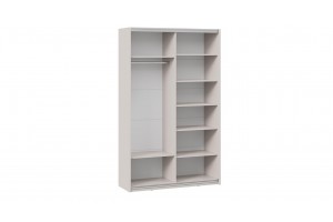 Шкаф-купе с 1 глухой и 1 зеркальной дверями Оскар Хилтон 1400 Ручка белая, Кашемир, Кашемир сатин (Глухой/Зеркало)