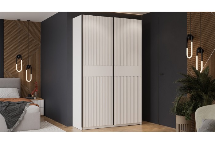 Шкаф-купе с 2 глухими дверями «Оскар Хилтон» 1400 Ручка черная, Белый снег, Белый матовый (Глухой/Глухой)