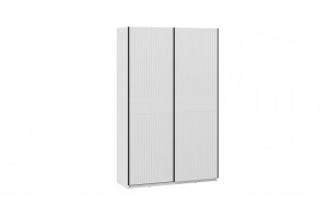 Шкаф-купе с 2 глухими дверями Оскар Хилтон 1400 Ручка черная, Белый снег, Белый матовый (Глухой/Глухой)