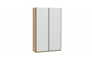 Шкаф-купе с 2 глухими дверями Оскар Хилтон 1400 Ручка черная, Дуб Крафт золотой, Белый матовый (Глухой/Глухой)