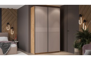 Шкаф-купе с 2 глухими дверями Оскар Хилтон 1400 Ручка черная, Дуб Крафт золотой, Кашемир, Кашемир сатин (Глухой/Глухой)