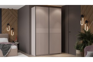 Шкаф-купе с 2 глухими дверями Оскар Хилтон 1400 Ручка черная, Кашемир, Кашемир сатин (Глухой/Глухой)