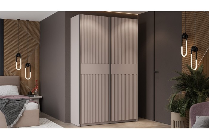 Шкаф-купе с 2 глухими дверями «Оскар Хилтон» 1400 Ручка черная, Кашемир, Кашемир сатин (Глухой/Глухой)