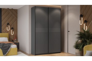 Шкаф-купе с 2 глухими дверями Оскар Хилтон 1400 Ручка черная, Серый графит, Графит матовый (Глухой/Глухой)