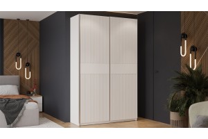 Шкаф-купе с 2 глухими дверями Оскар Хилтон 1400 Ручка серебро, Белый снег, Белый матовый (Глухой/Глухой)