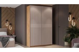 Шкаф-купе с 2 глухими дверями Оскар Хилтон 1400 Ручка серебро, Дуб Крафт золотой, Кашемир, Кашемир сатин (Глухой/Глухой)