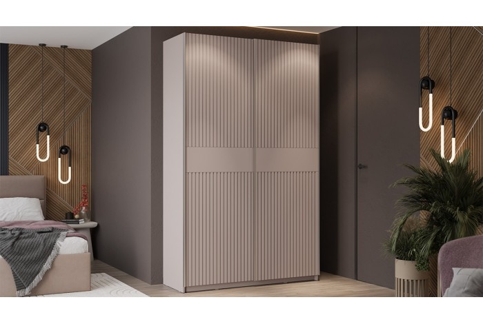 Шкаф-купе с 2 глухими дверями «Оскар Хилтон» 1400 Ручка серебро, Кашемир, Кашемир сатин (Глухой/Глухой)