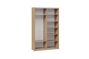 Шкаф-купе с 2 зеркальными дверями Оскар 1400 Ручка серебро, Дуб Крафт золотой (Зеркало/Зеркало)