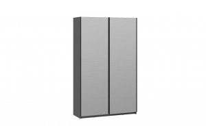 Шкаф-купе с 2 зеркальными дверями Оскар 1400 Ручка черная, Серый графит (Зеркало/Зеркало)