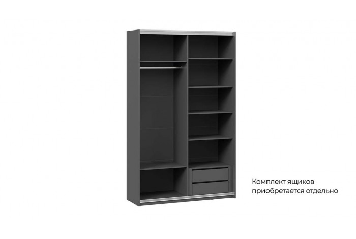 Шкаф-купе с 2 зеркальными дверями «Оскар» 1400 Ручка серебро, Серый графит (Зеркало/Зеркало)