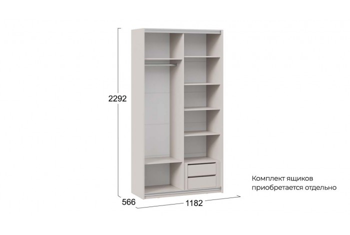 Шкаф-купе с 2 зеркальными дверями «Оскар» 1200 Ручка серебро, Кашемир (Зеркало/Зеркало)