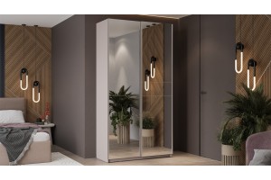 Шкаф-купе с 2 зеркальными дверями Оскар 1200 Ручка серебро, Кашемир (Зеркало/Зеркало)
