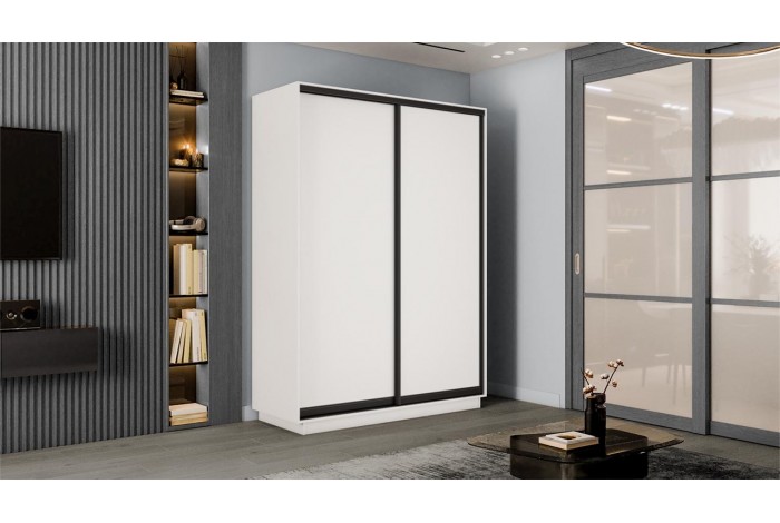 Шкаф-купе 2-х дверный «Румер-2» 1400 - СШК 3.140.70-11.11(Н) Белый снег, Черный профиль (Глухой/Глухой)