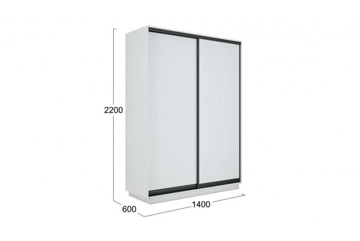 Шкаф-купе 2-х дверный «Румер-2» 1400 - СШК 3.140.70-11.11(Н) Белый снег, Черный профиль (Глухой/Глухой)
