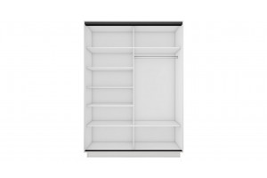 Шкаф-купе 2-х дверный Румер-2 1400 Белый снег, Черный профиль (Глухой/Глухой)