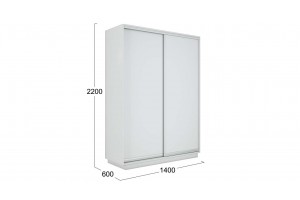 Шкаф-купе 2-х дверный Румер-2 1400 Белый снег (Глухой/Глухой)