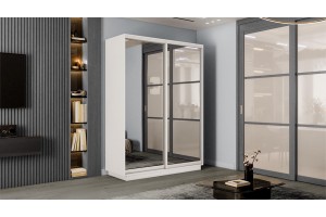 Шкаф-купе 2-х дверный Румер-2 1400 Белый снег (Зеркало/Зеркало)