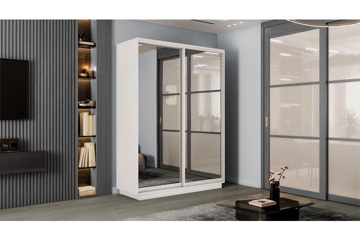 Шкаф-купе 2-х дверный «Румер-2» 1400 - СШК 3.140.70-13.13 Белый снег (Зеркало/Зеркало)