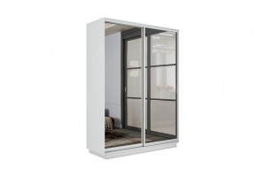 Шкаф-купе 2-х дверный Румер-2 1400 Белый снег (Зеркало/Зеркало)