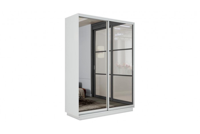 Шкаф-купе 2-х дверный «Румер-2» 1400 - СШК 3.140.70-13.13 Белый снег (Зеркало/Зеркало)