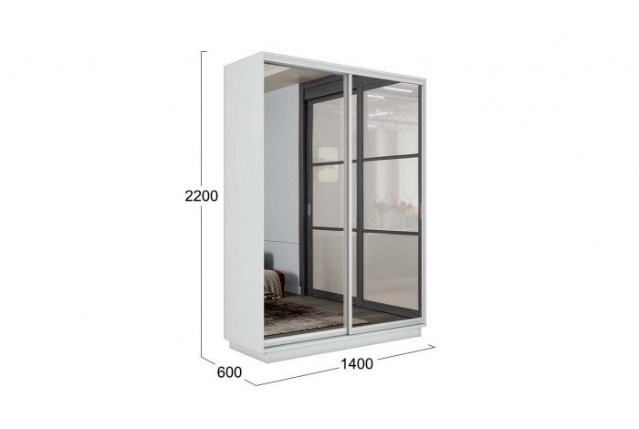 Шкаф-купе 2-х дверный «Румер-2» 1400 - СШК 3.140.70-13.13 Белый снег (Зеркало/Зеркало)