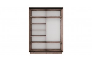 Шкаф-купе 2-х дверный Румер-2 1400 Дуб Крафт Табачный, Черный профиль (Глухой/Глухой)