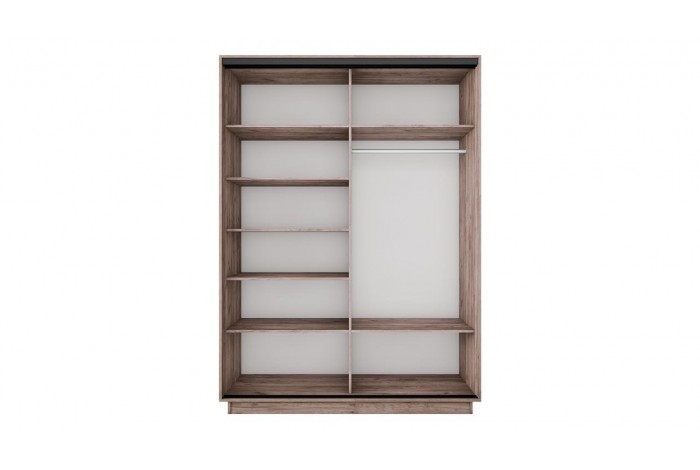 Шкаф-купе 2-х дверный «Румер-2» 1400 - СШК 3.140.70-13.13(Н) Дуб Крафт Табачный, Черный профиль (Зеркало/Зеркало)