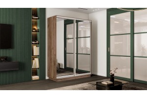 Шкаф-купе 2-х дверный Румер-2 1400 Дуб Крафт Табачный (Зеркало/Зеркало)